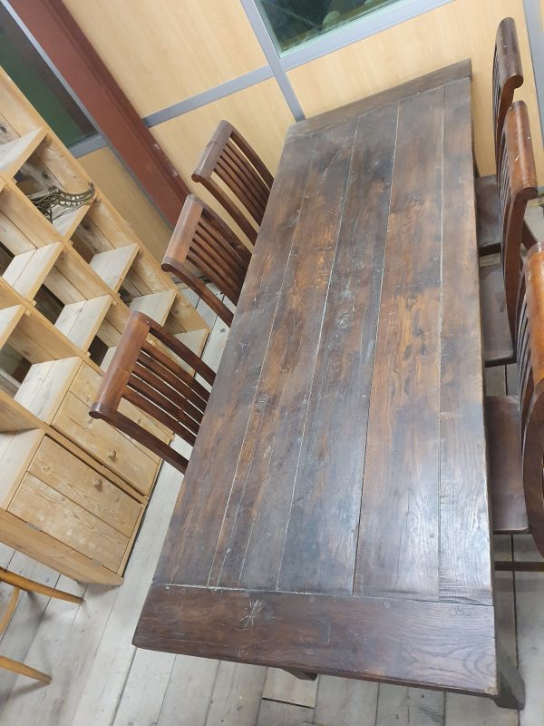 Antieke eettafel met stoelen - 10248 - Afbeelding 3