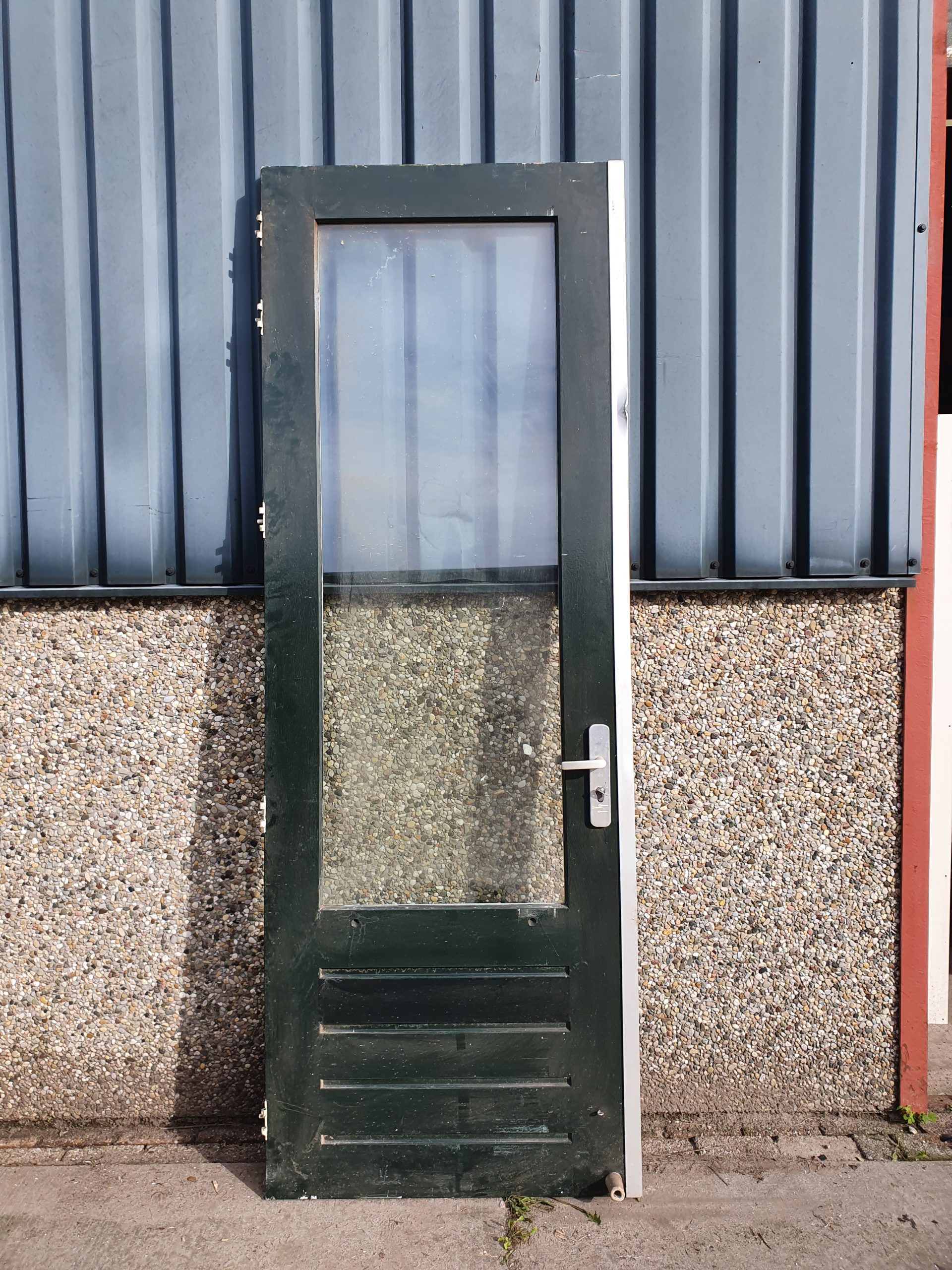 Kleverig streepje Het pad Hoge buitendeur met dubbel glas | 92x256 cm - Tweedehandsmaterialen