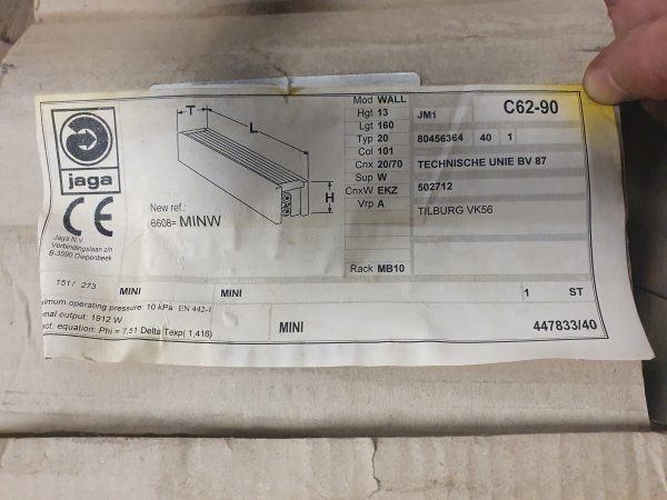 Jaga losse radiator convector - Nieuw - L160 - Afbeelding 4