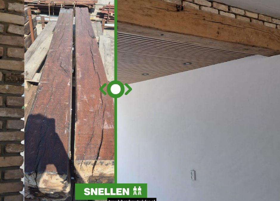 gebruikte balken ingezet bij verbouwing woning